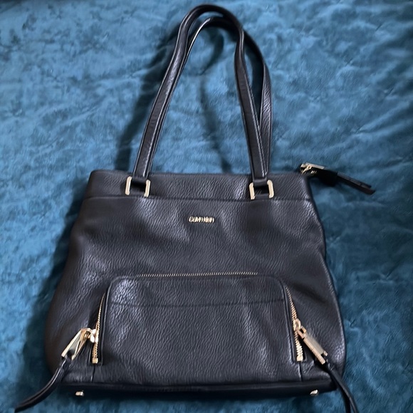 Calvin Klein Black Leather Purse with built in wallet - Picture 1 of 8